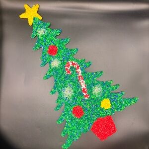 Vintage Melted Plastic Popcorn Christmas Tree Decoration Holiday Cane 24" B